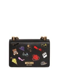 Moschino | Black Iconic Pins Leather Shoulder Bag | Lyst