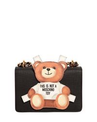 Moschino | Black Teddy Bear Tab Leather Shoulder Bag | Lyst