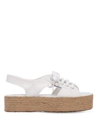 Superga White 40mm Canvas Platform Sandals