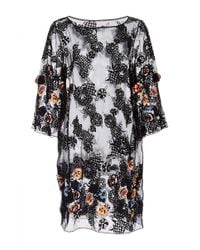 SUNO | Black Short Splatter Print Silk Dress | Lyst