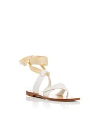 Sarah Flint Grear White Leather Sandals With Ankle Lace Up