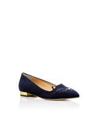 Charlotte Olympia | Black Kitty Flats | Lyst