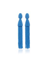 Oscar de la Renta | Blue Long Beaded Tassel Earring | Lyst