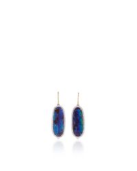 Pamela Huizenga | Blue Long Oval Australian Boulder Opal And Diamond Earrings | Lyst