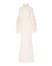 Christian Siriano - White Pearl Ruffled-sleeve Gown - Lyst
