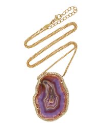 Jacquie Aiche | Pink Rose Gold Pave Diamond Freeform Laguna Agate Necklace | Lyst