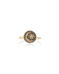 Sydney Evan | Black Pave Small Moon & Star Medallion Ring | Lyst