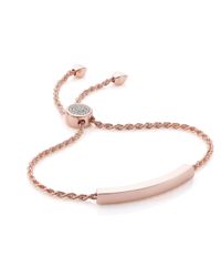 Monica Vinader | Pink Linear Diamond Toggle Chain Bracelet | Lyst