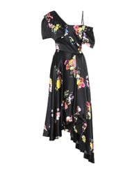 Preen By Thornton Bregazzi Black Asymmetric Floral Silk Dress