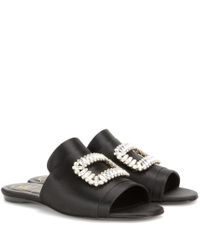 Roger Vivier Black Pilgrim Satin Sandals