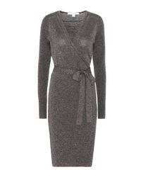 Diane von Furstenberg Blue Evelyn Wool-blend Wrap Dress