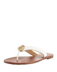 Tory Burch | White Thora Leather Thong Sandal | Lyst