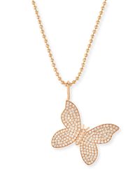 Sydney Evan | Metallic Pavé Diamond Butterfly Charm Necklace | Lyst