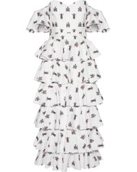 Caroline Constas - White Irene Off-the-shoulder Embroidered Cotton-blend Midi Dress - Lyst