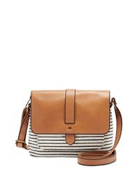 Fossil &#39;small Kinley&#39; Cotton & Leather Crossbody Bag in White | Lyst