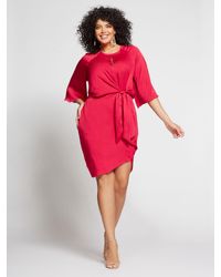 New York & Company Red Gabrielle Union Collection - Plus Berry Tie-front Shift Dress