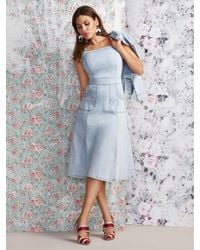 New York & Company Blue Candace Denim Flare Dress - Eva Mendes Collection