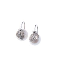 Jordan Alexander - Multicolor Pearl And Diamond Leaf Earrings - Lyst