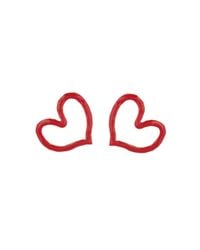 Oscar de la Renta - Red Painted Heart Outline Earring - Lyst
