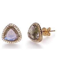 EF Collection | Metallic Diamond Stone Slice Stud | Lyst