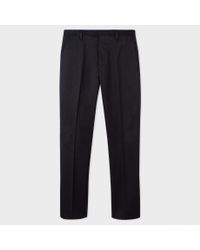 Paul Smith | Men's Slim-fit Black Stretch-cotton Twill Trousers for Men | Lyst