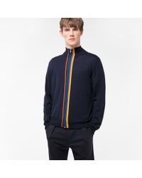 Paul Smith | Blue Men's Navy 'artist Stripe' Merino Wool Zip-through Top for Men | Lyst