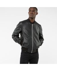 Paul Smith | Men's Black Leather Bomber Jacket for Men | Lyst