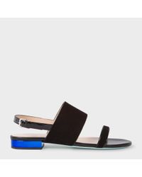Paul Smith | Women's Black Suede And Leather 'cleo' Sandals | Lyst