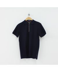 PS by Paul Smith - Blue Zip Stripe Polo Shirt Navy for Men - Lyst