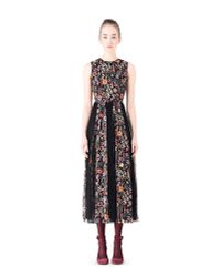 RED Valentino | Black Floral Print Pleated Dress | Lyst