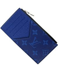 Louis Vuitton Coin Case Card Holder Taiga Monogram Blue Leather Wallet Men in Blue - Lyst