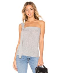 Autumn Cashmere Gray Draped One Shoulder Top