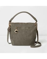 River Island Gray Grey Underarm Bucket Bag