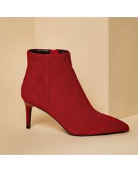 River Island Red Suede Pointed Kitten Heel Boots