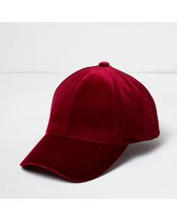 River Island Red Burgundy Velvet Cap for men
