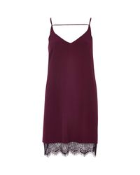 River Island Dark Purple Lace Hem Slip Dress