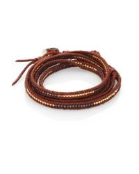 Chan Luu | Red Two-tone Beaded Leather Multi-row Wrap Bracelet/brown | Lyst