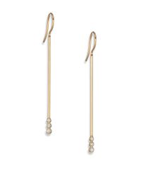 Mizuki | Metallic Diamond & 14k Yellow Gold Short Bar Drop Earrings | Lyst