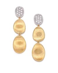 Marco Bicego | Metallic Lunaria Diamond & 18k Yellow Gold Triple-drop Earrings | Lyst