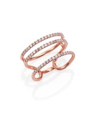 Meira T | Pink Diamond & 14k Rose Gold Triple Band Ring | Lyst