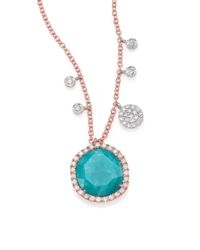 Meira T | Blue Amazonite, Diamond & 14k Rose Gold Pendant Necklace | Lyst