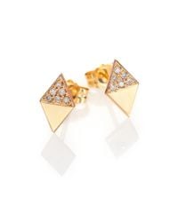 Zoe Chicco | Metallic Diamond & 14k Yellow Gold Double Triangle Stud Earrings | Lyst