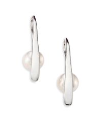 Majorica | Metallic Rain 10mm White Pearl & Sterling Silver Bar Earrings | Lyst