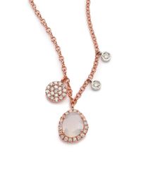 Meira T | Pink Chalcedony, Mother-of-pearl, Diamond & 14k Rose Gold Charm Necklace | Lyst