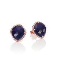 Meira T | Pink Sodalite, Diamond & 14k Rose Gold Stud Earrings | Lyst