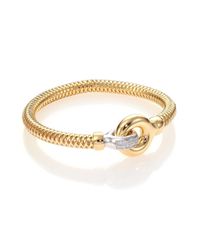 Roberto Coin | Metallic Primavera Diamond, 18k White & Yellow Gold Interlock Bangle Bracelet | Lyst