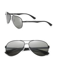 Ray-Ban | Black Pilot 61mm Mirrored Sunglasses for Men | Lyst