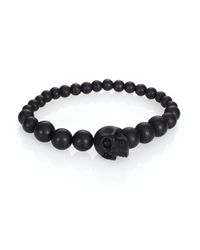 Alexander McQueen | Black Beaded Skull Bracelet for Men | Lyst