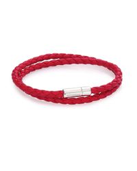 Tateossian | Metallic Scoubidou Leather & Sterling Silver Braided Double-wrap Bracelet for Men | Lyst