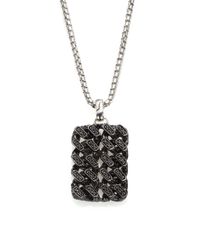 John Hardy | Metallic Gourmette Lava Sterling Silver & Black Ruthenium Pendant With Black Sapphires for Men | Lyst